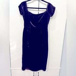 BCBG Maxazria purple velvet Bardot dress, size 10